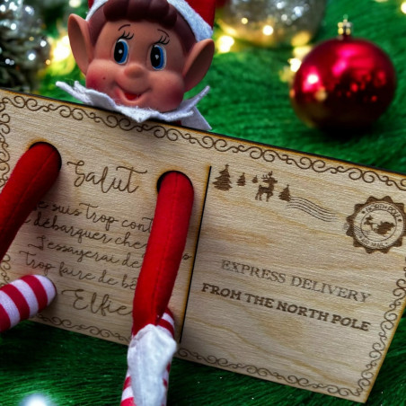 Carte postale Lutin farceur du père noël