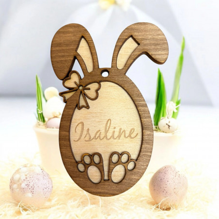 lapin personnalisé en bois - Décoration de Pâques