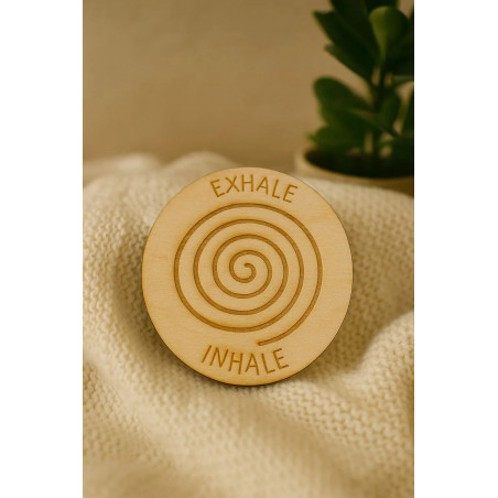 Disque de respiration en bois – Mantra pour l’accouchement et la grossesse