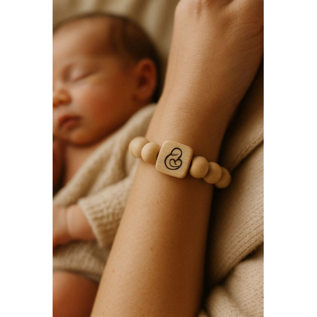 Bracelet d’allaitement en bois naturel – Gravure personnalisée