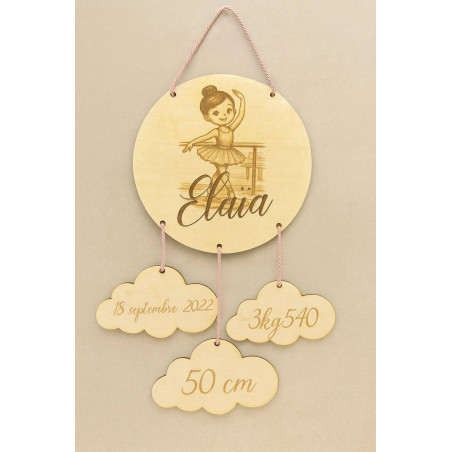 Plaque prénom personnalisée en bois – Décoration chambre bébé 18 cm