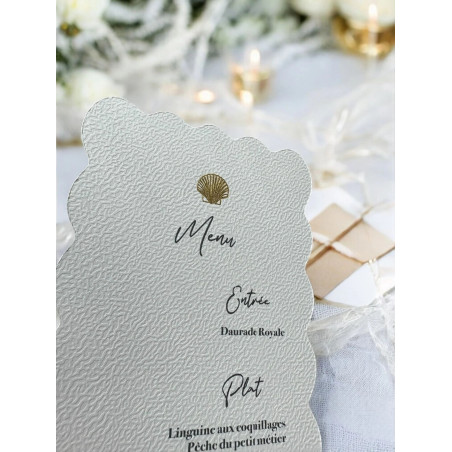 Menu de mariage découpé – Papier texturé luxe – Personnalisable