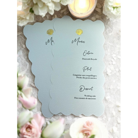 Menu de mariage découpé – Papier texturé luxe – Personnalisable