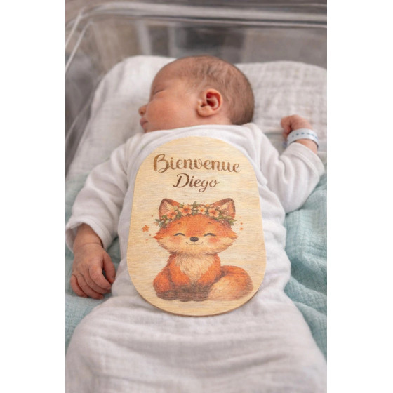 Carte “Bienvenue” personnalisable avec le prénom de l’enfant.