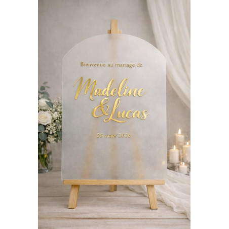 Panneau de Bienvenue – Plexi Transparent Givré – 60 x 80 cm (Location)