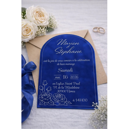 ✨ Faire-part mariage miroir acrylique personnalisé – Invitation mariage luxe gravée
