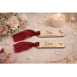 Marque-place mariage personnalisé en bois avec prénom et ruban