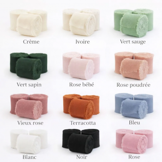 nuancier des rubans en tissu pour personnaliser vos marque-places de mariage