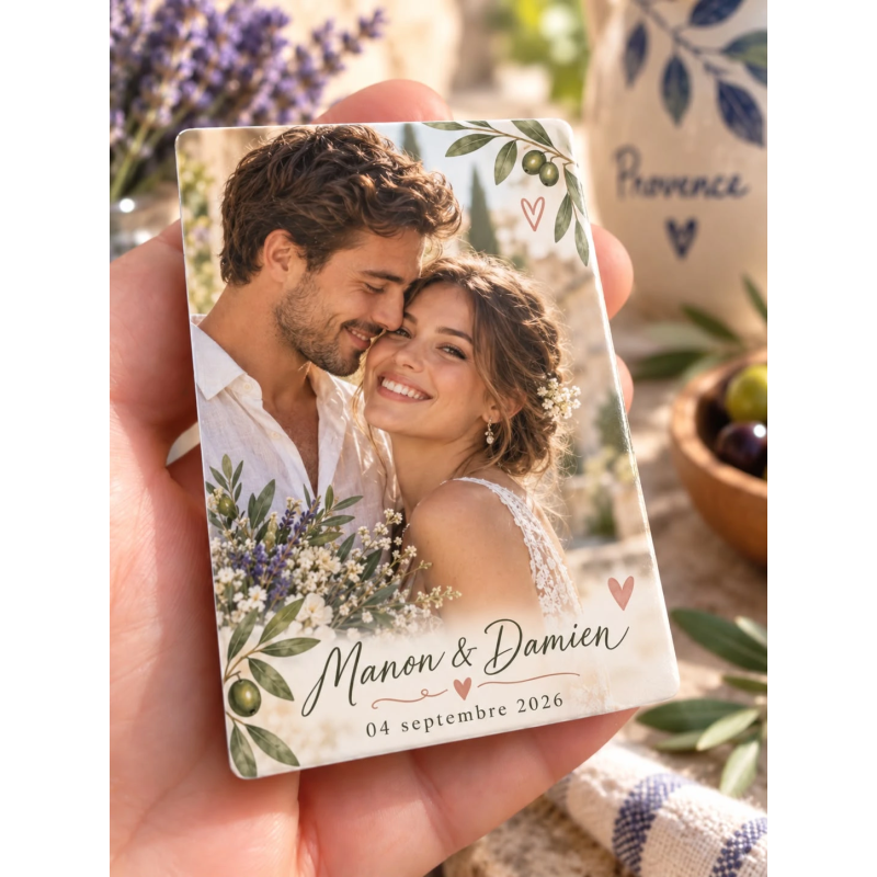 Magnet photo personnalisé en céramique – Photo et texte