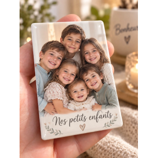 Magnet photo personnalisé en céramique – Photo et texte
