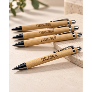 Stylos publicitaires en bambou personnalisés par gravure laser pour entreprise