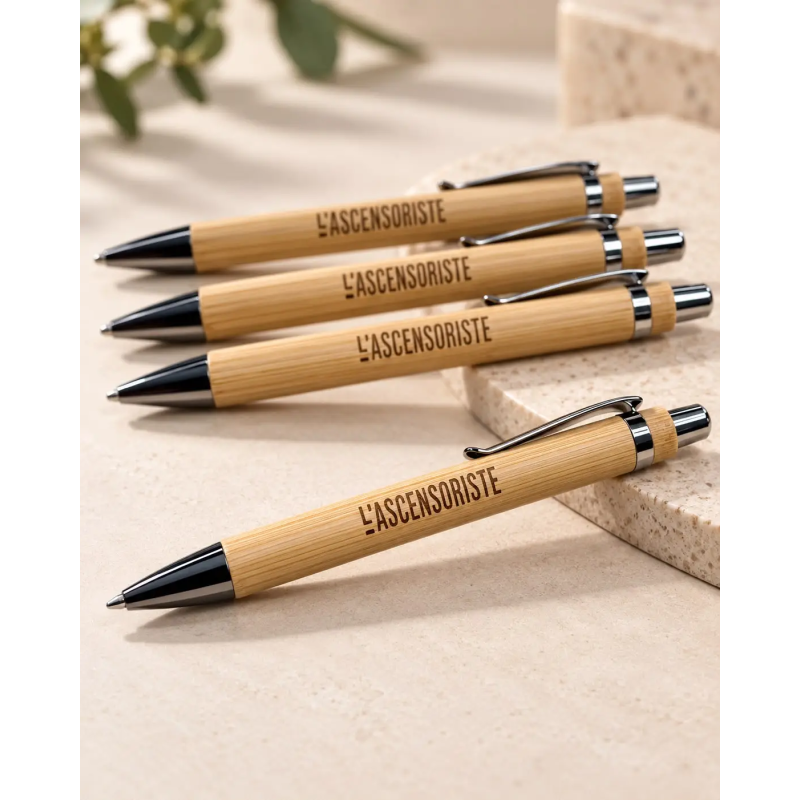Stylos publicitaires en bambou personnalisés par gravure laser pour entreprise